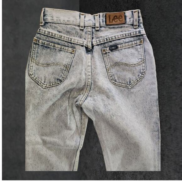 Lee Jeans Girls Sz 12R 23"x22" Bleached Tapered Ankle Zip VTG Made in USA - Picture 5 of 9
